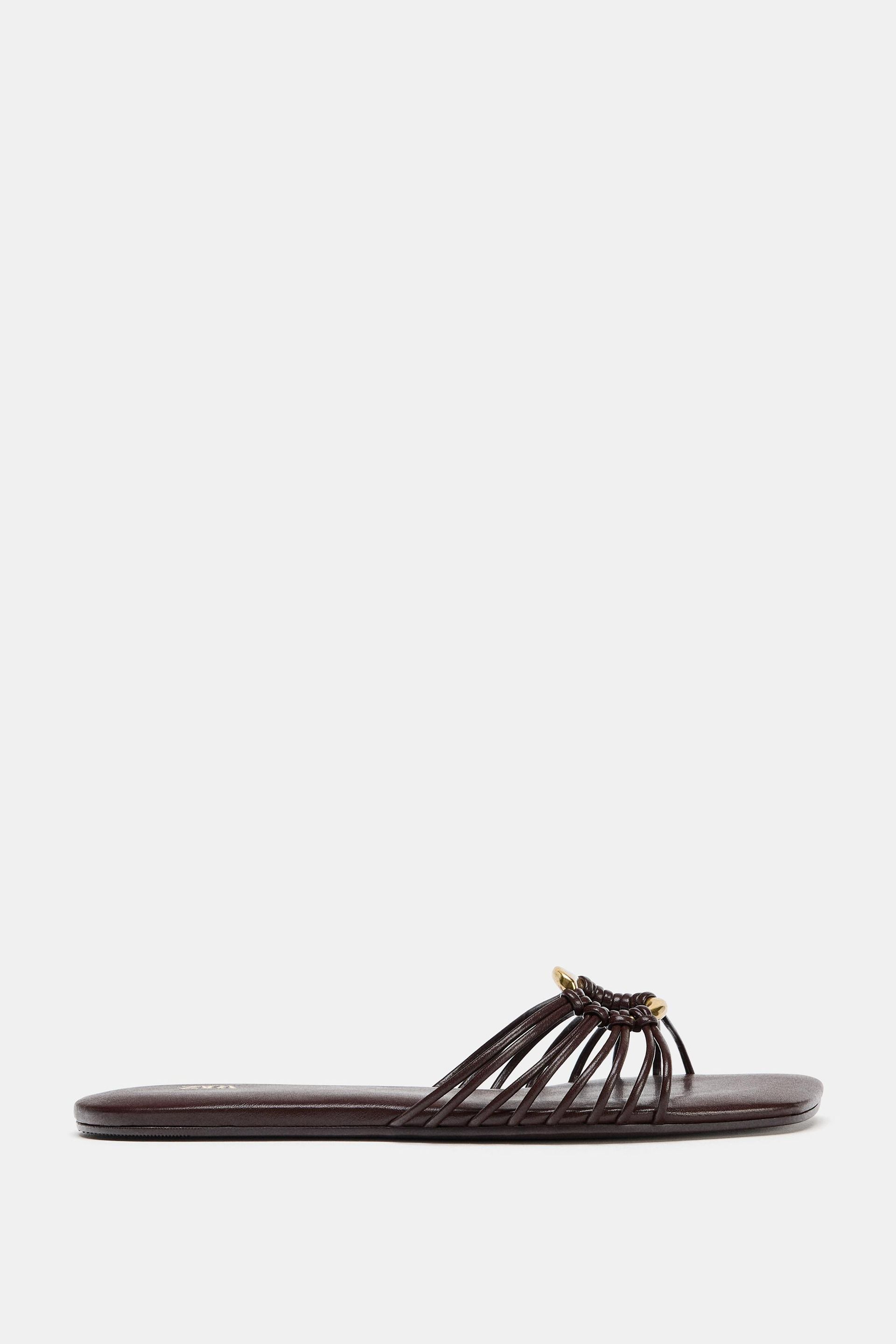 Flat Sandals With Metallic Trim