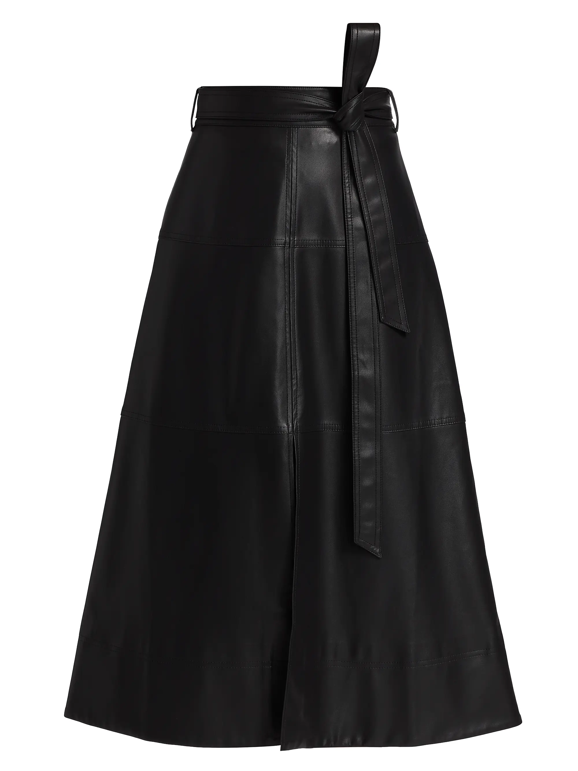 Hudley Faux-Leather Midi-Skirt