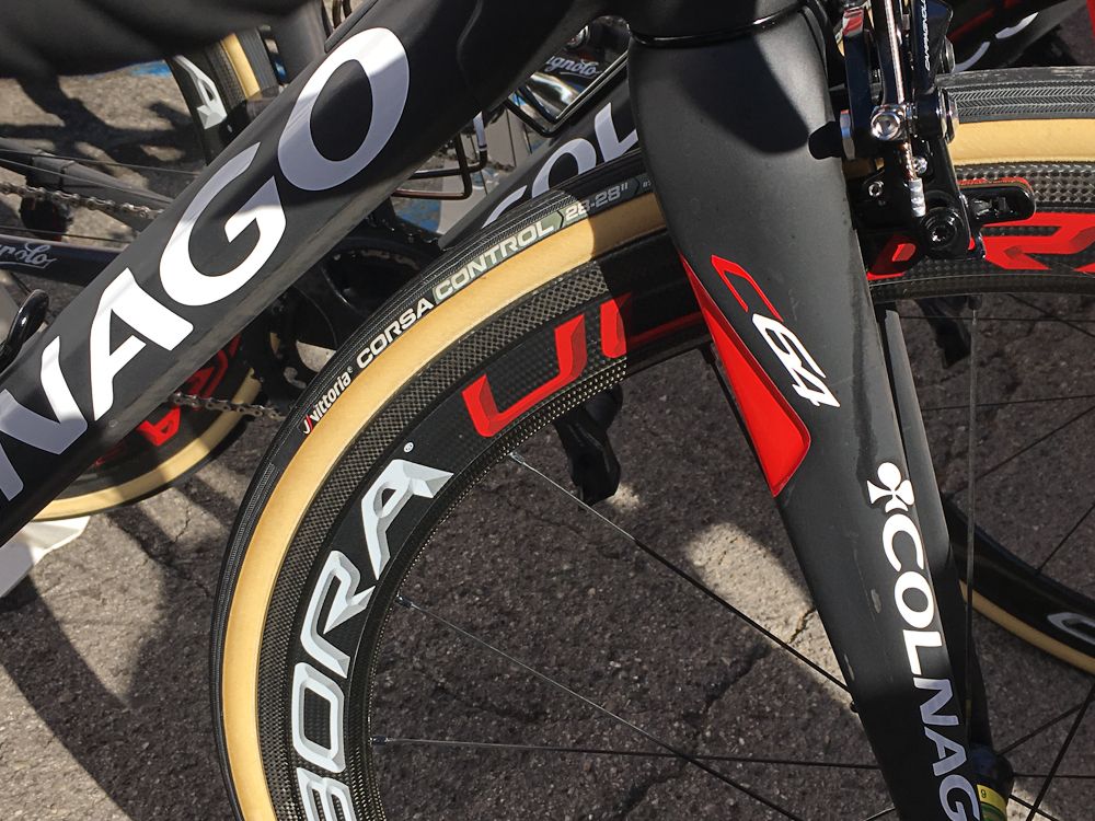 Fernando Gaviria used a Colnago C64 fitted with 28mm Vittoria Corsa Control tyres