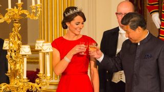 Kate Middleton wearing the Queen's Edinburgh Wedding Bracelet