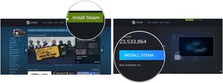 To install Steam on Mac, go to the steampowered.com website, then click Install Steam at the top Right. Click Install Steam.