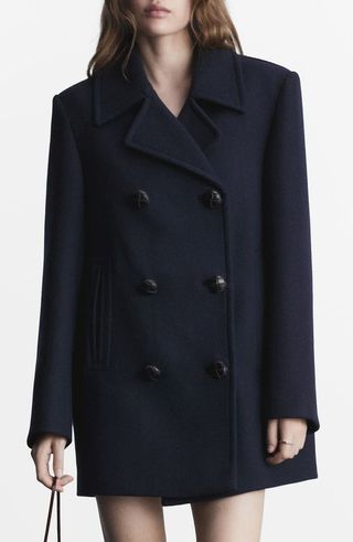 Double Breasted Wool Blend Coat