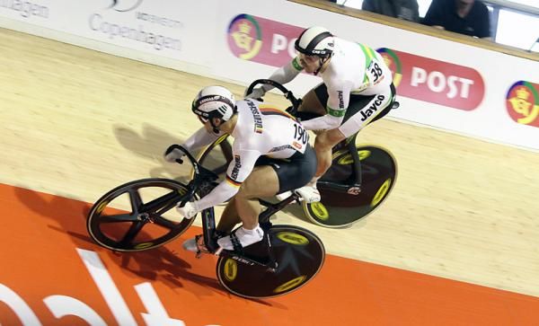 Robert Forstemann (Germany) was warned for crowding Shane Perkins (Australia) in their sprint semi-final.