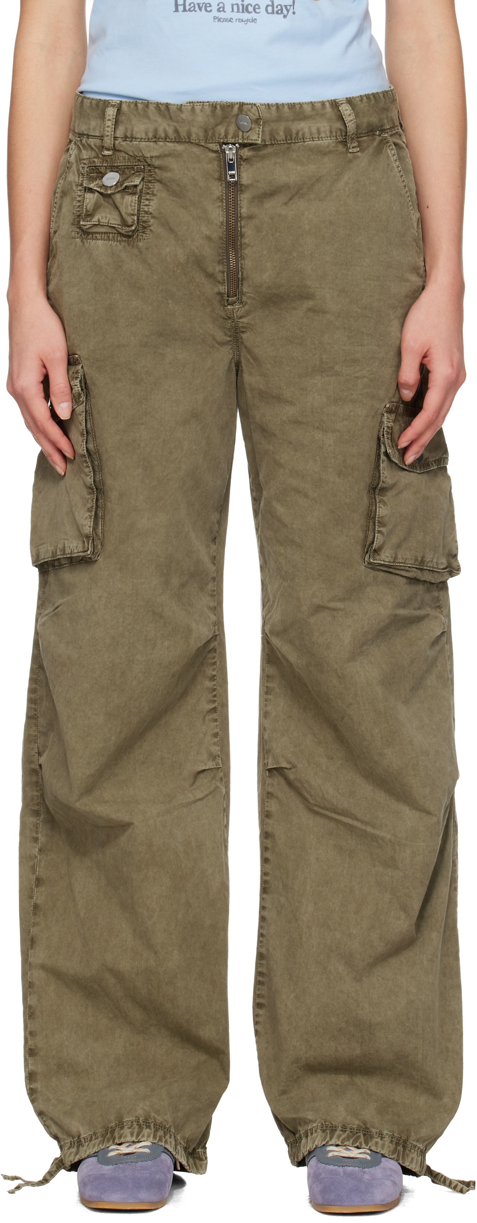 Khaki Washed Twill Trousers