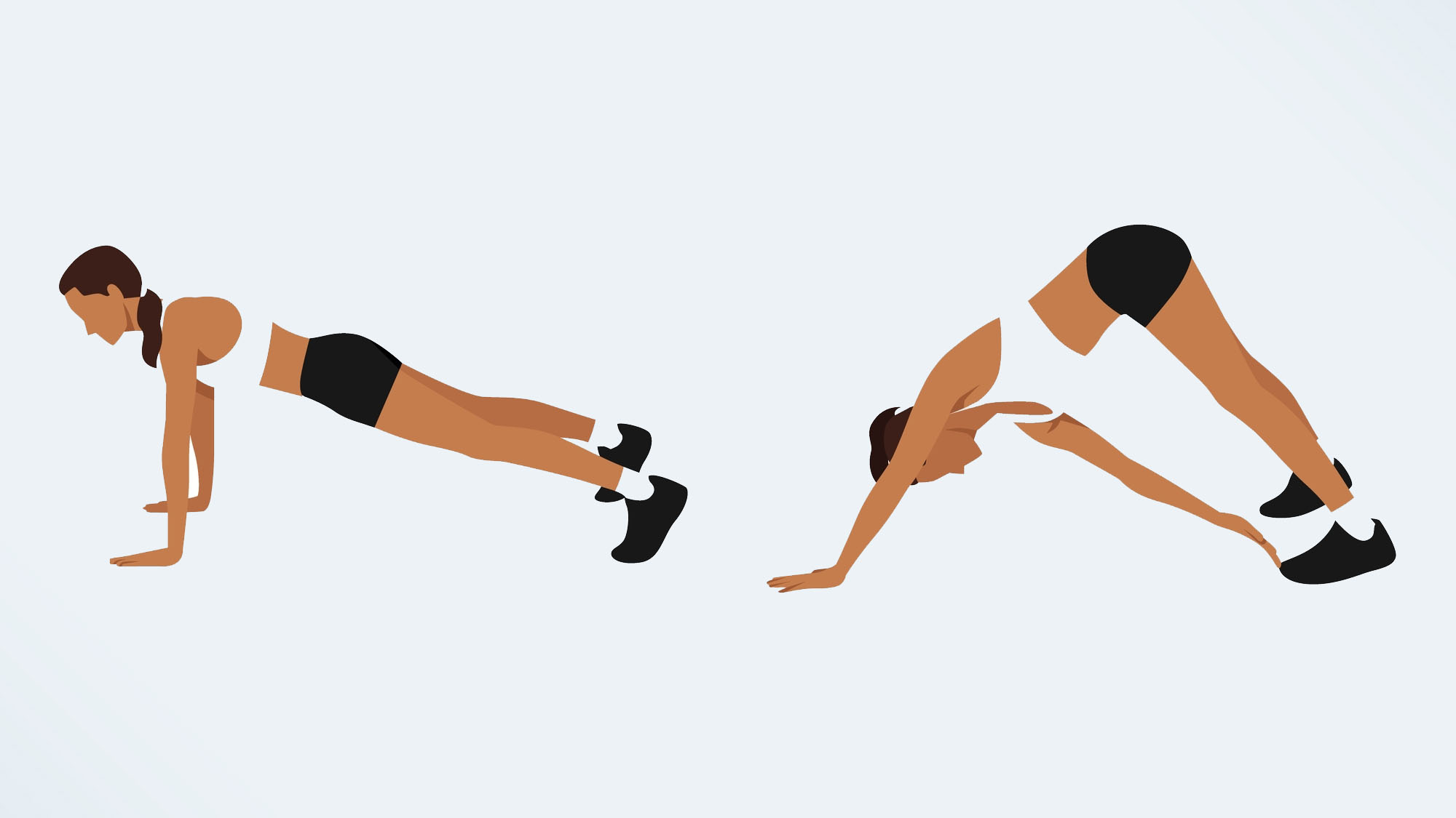 an illo of a woman doing plank toe taps