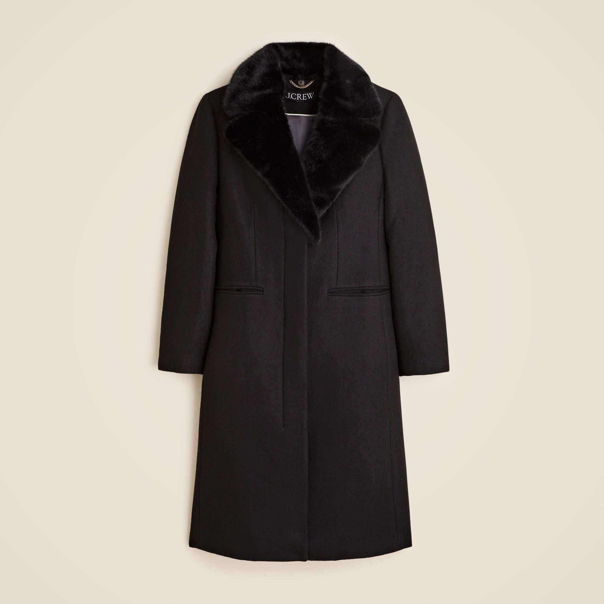Collection Savoy Faux Fur-Trim Topcoat in Italian Wool-Blend Melton