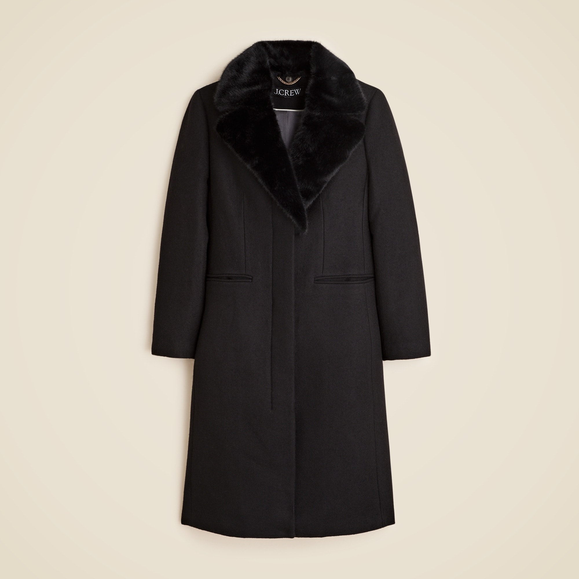 Collection Savoy Faux Fur-Trim Topcoat in Italian Wool-Blend Melton