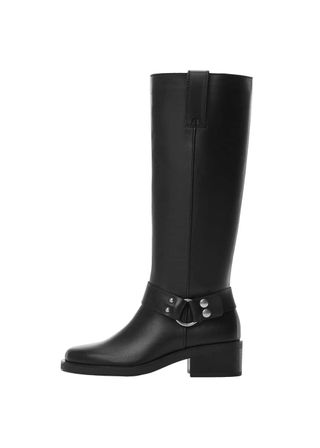 Leather buckle boots - women