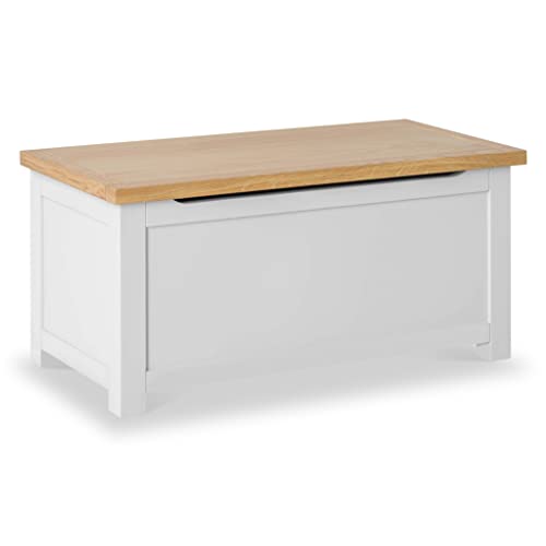 Roselandfurniture Farro Grey Wooden Blanket Box Ottoman Storage Box | Fully Assembled Large Contemporary Painted Trunk, Shoe Storage Bench or Toy Chest for Bedroom, Hallway or Kids Room