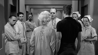 An image from "The Twilight Zone" season 2 episode 6 "Eye of the Beholder"