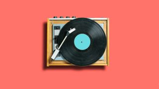 a vinyl playing on a record player