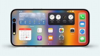 iPhone concept showing a landscape Home Screen