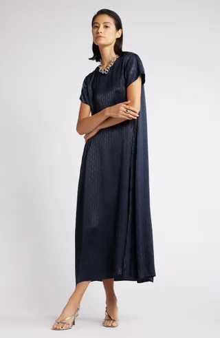 Nordstrom Jacquard Pleat Back Maxi Dress