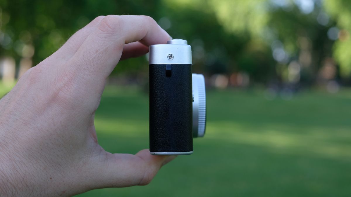 Photograph of Camp Snap CS-Pro digital compact camera held in side profile facing right