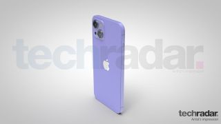 Un'imitazione artistica dell'iPhone 13 in viola