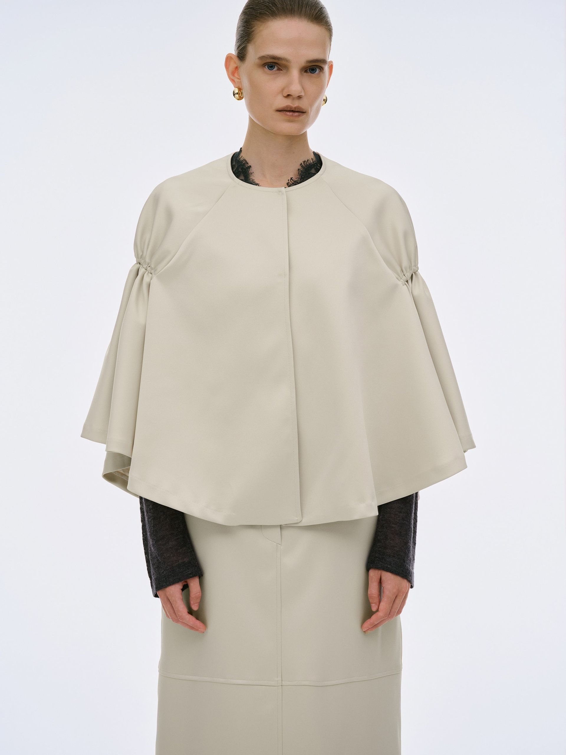 Satin-Effect Cape, Shell