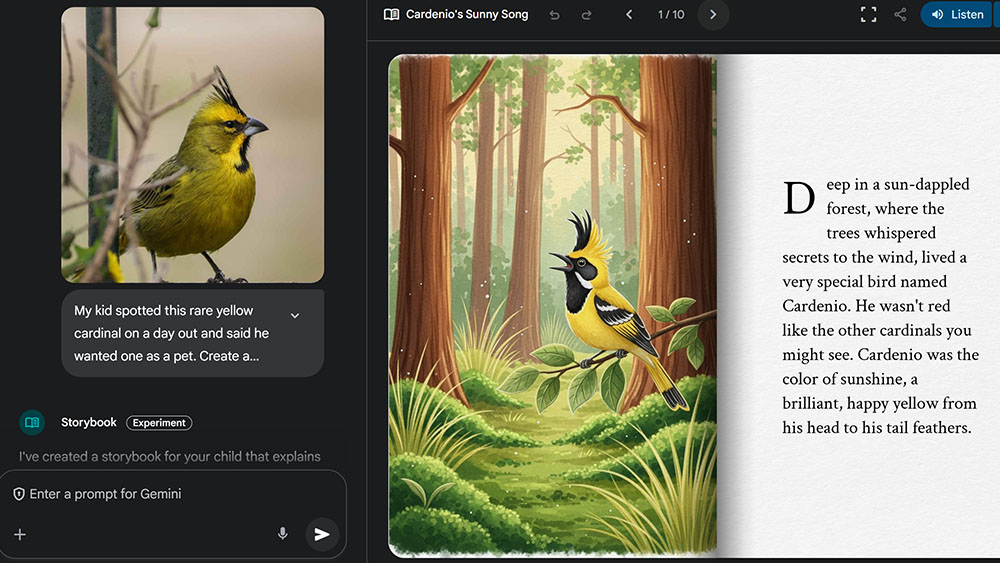 Google Gemini AI Storybook generator