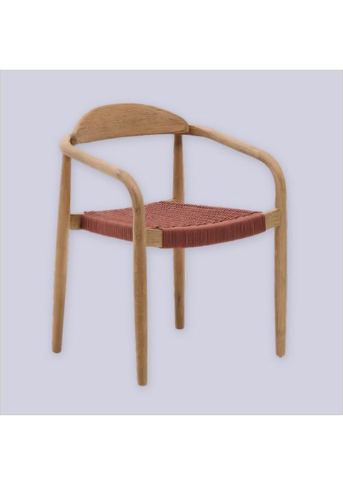 Nina Stackable Chair in Acacia and Terracotta Rope