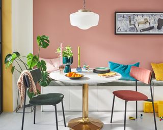 Colorful dining area with feature wall by John Lewis & Partners