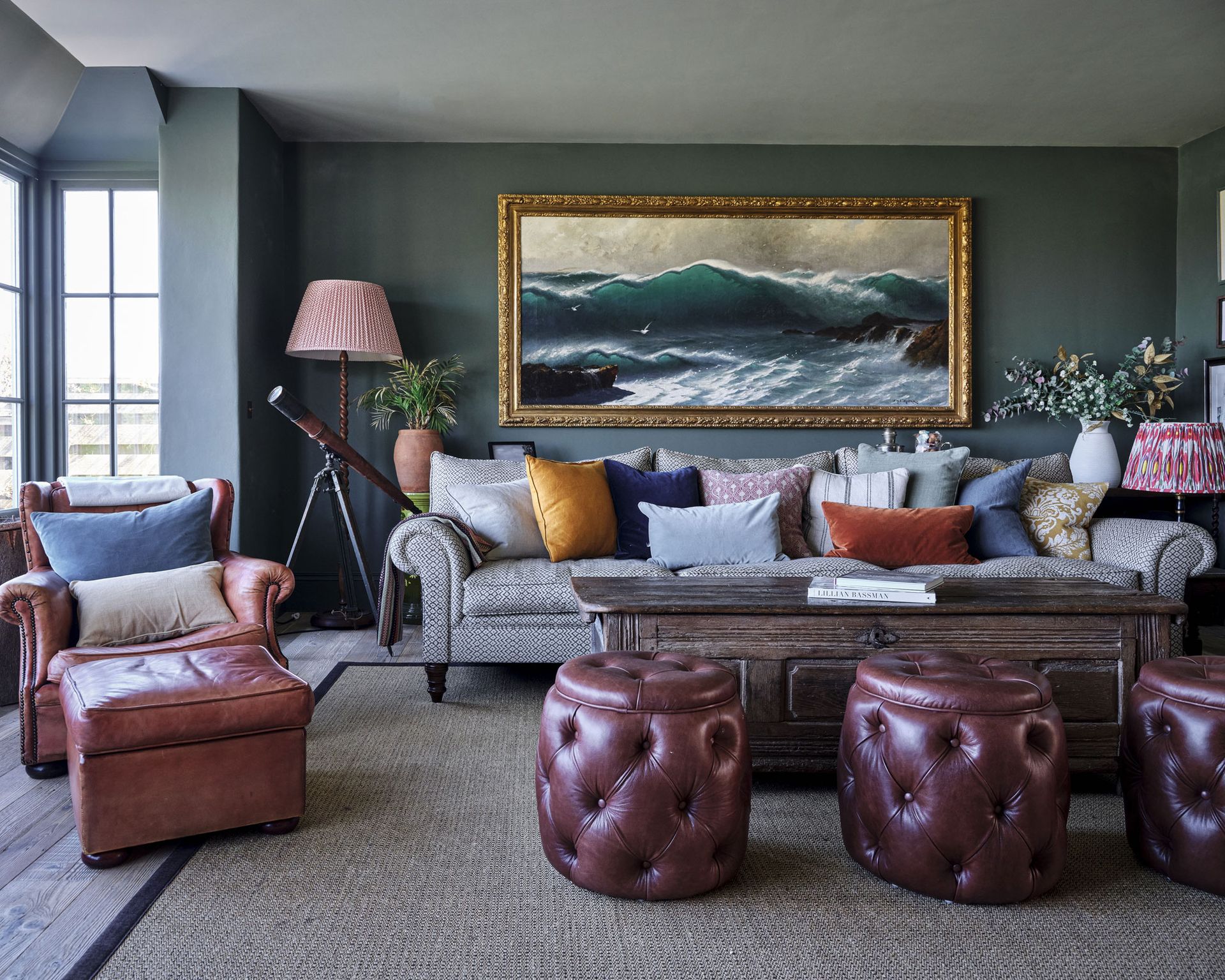 Colorful living room in Cornish coastal newbuild