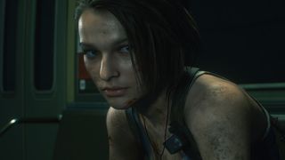 Jill Valentine on a train in Resident Evil 3 remake
