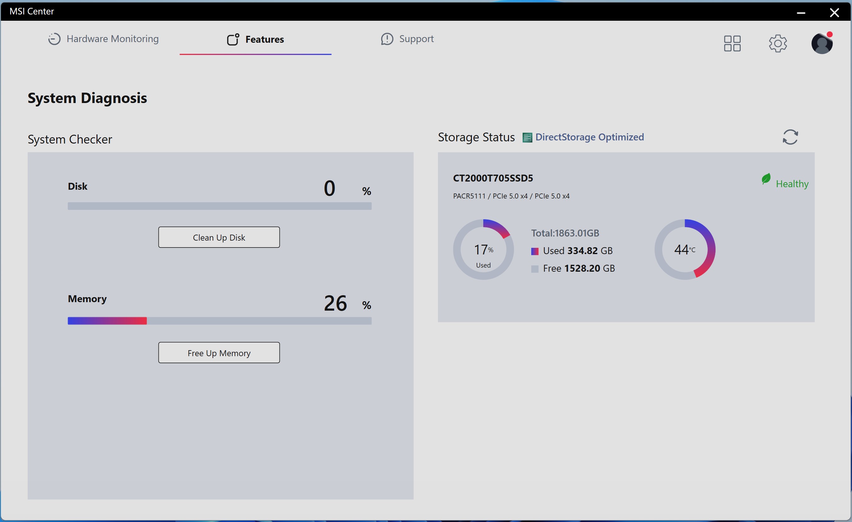 MSI X870I Edge Ti Evo Wifi - MSI Center