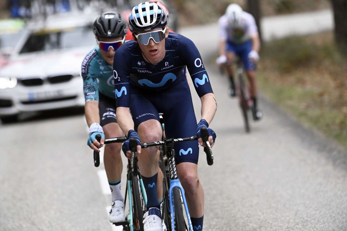 Paris Nice 2022 80th Edition 5th stage SaintJustSaintRambert SaintSaveurDeMontagut 1888 km 10032022 Matteo Jorgenson USA Movistar Team photo Nico VereeckenPNSprintCyclingAgency2022