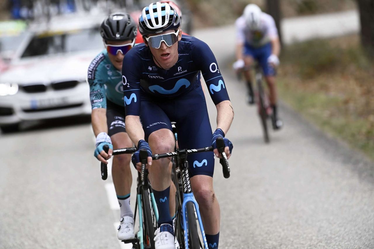 Paris Nice 2022 80th Edition 5th stage SaintJustSaintRambert SaintSaveurDeMontagut 1888 km 10032022 Matteo Jorgenson USA Movistar Team photo Nico VereeckenPNSprintCyclingAgency2022