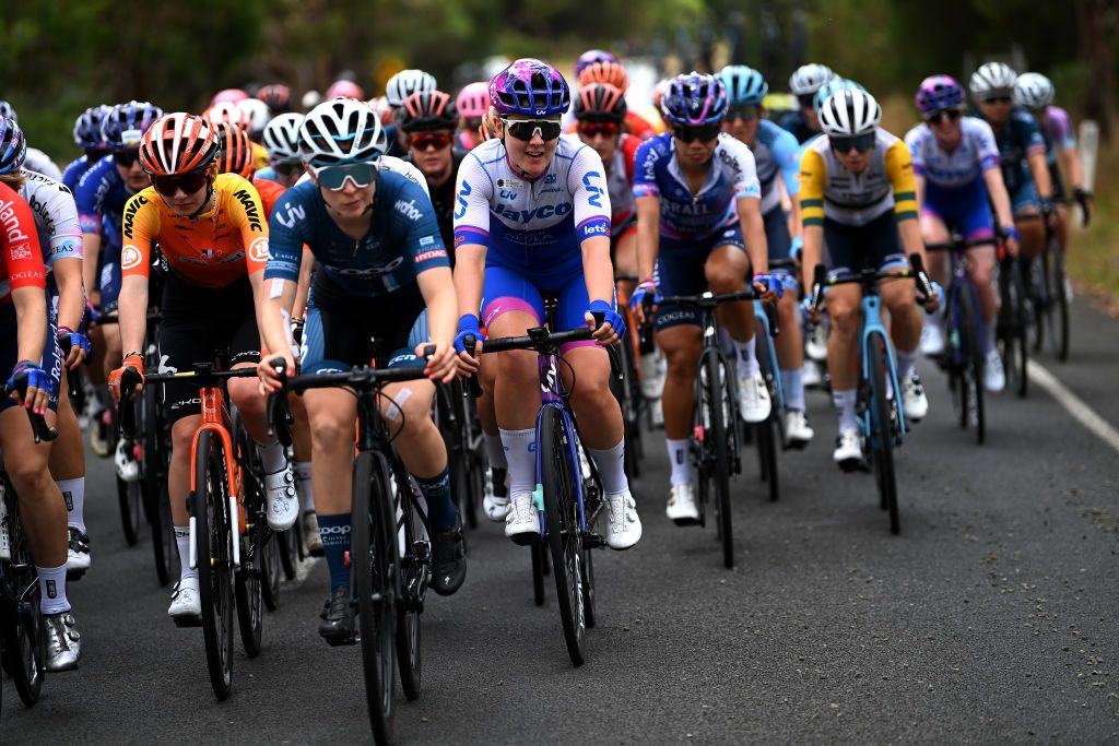 GEELONG AUSTRALIA JANUARY 28 Amber Pate of Australia and Team Jayco Alula competes during the 7th Cadel Evans Great Ocean Road Race 2023 Womens Elite a 1408km one day race from Geelong to Geelong CadelRoadRace UCIWWT on January 28 2023 in Geelong Australia Photo by Tim de WaeleGetty Images
