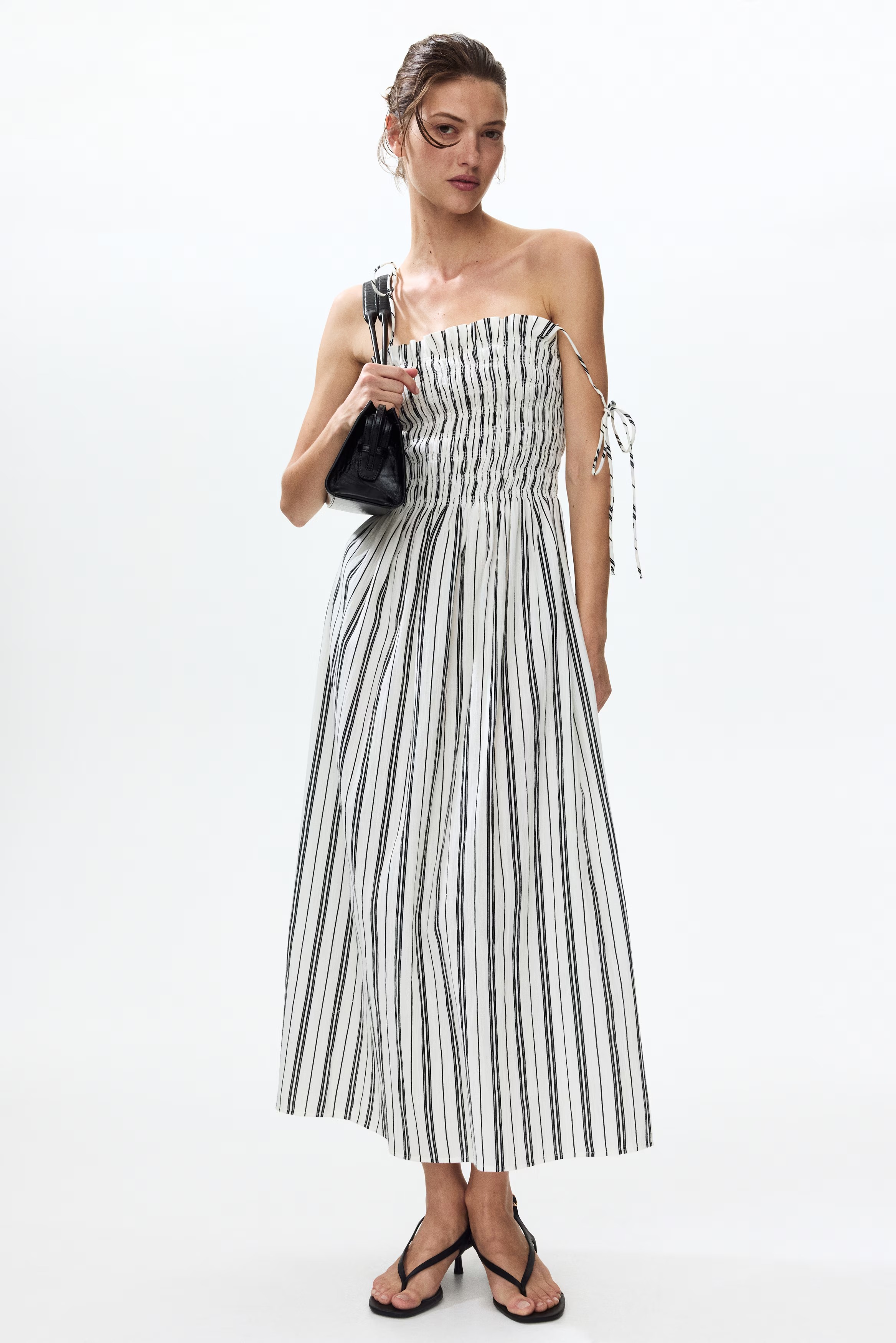H&amp;amp;M, Smocked-Bodice Tie-Strap Dress