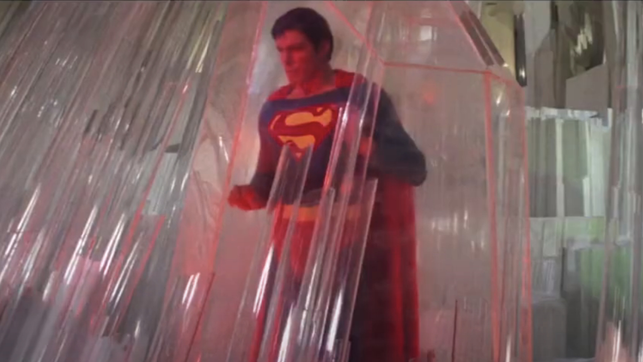 Christopher Reeve as Clark Kent losing his powers in Superman II