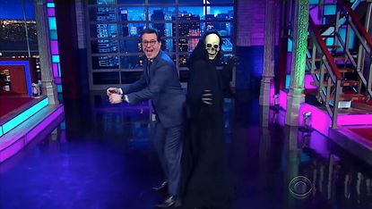 Death dances with Stephen Colbert