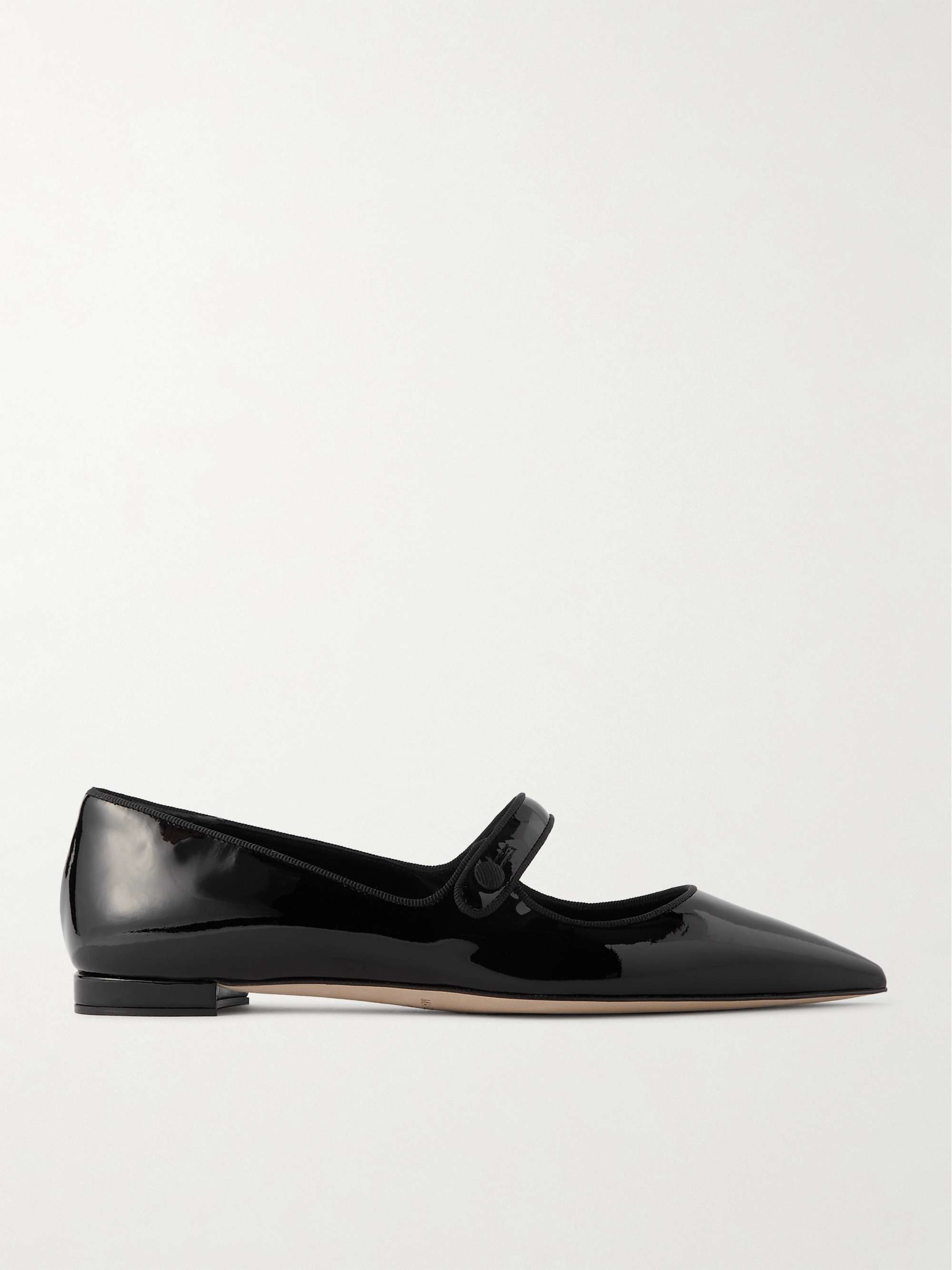 Campari Grosgrain-Trimmed Patent-Leather Ballet Flats