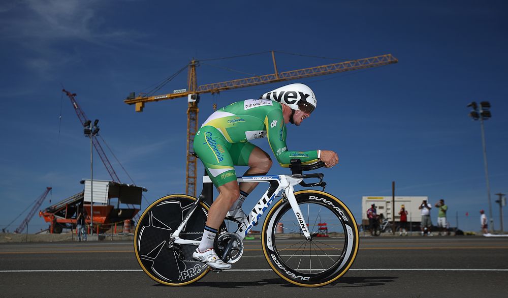 John Degenkolb in the green sprinters jersey during the 2014 Folsom Time Trial.