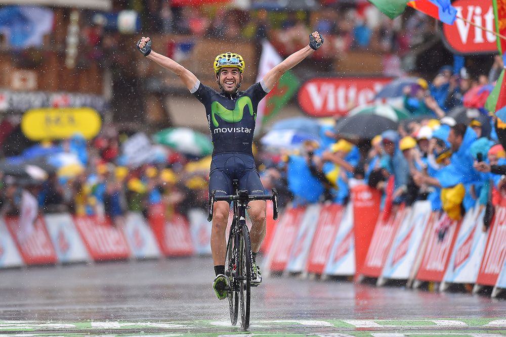 Ion Izagirre celebrates winning stage 20 at the Tour de France