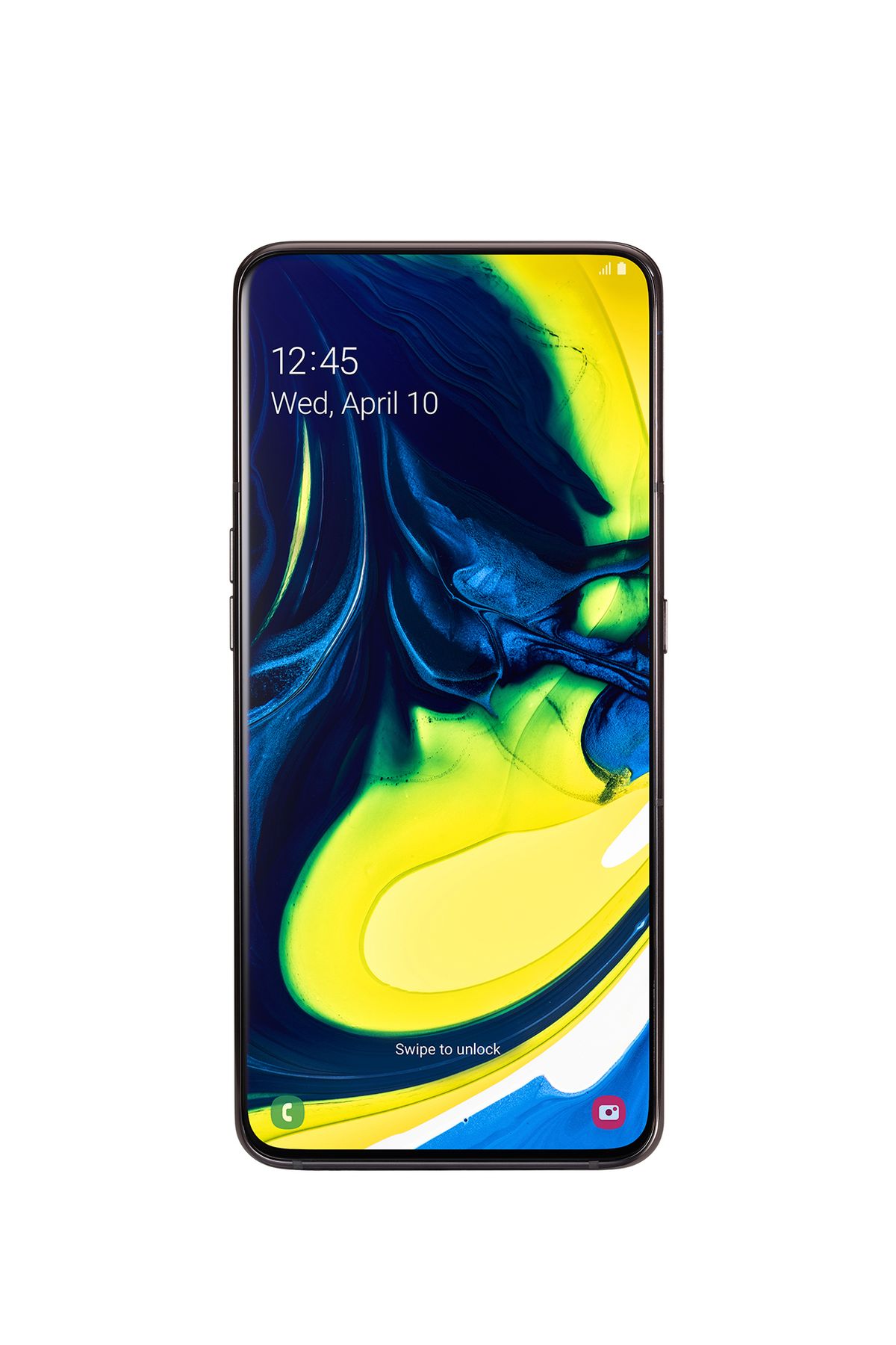 Galaxy A80 har en stor og heldekkende skjerm. (Bilde: Samsung)