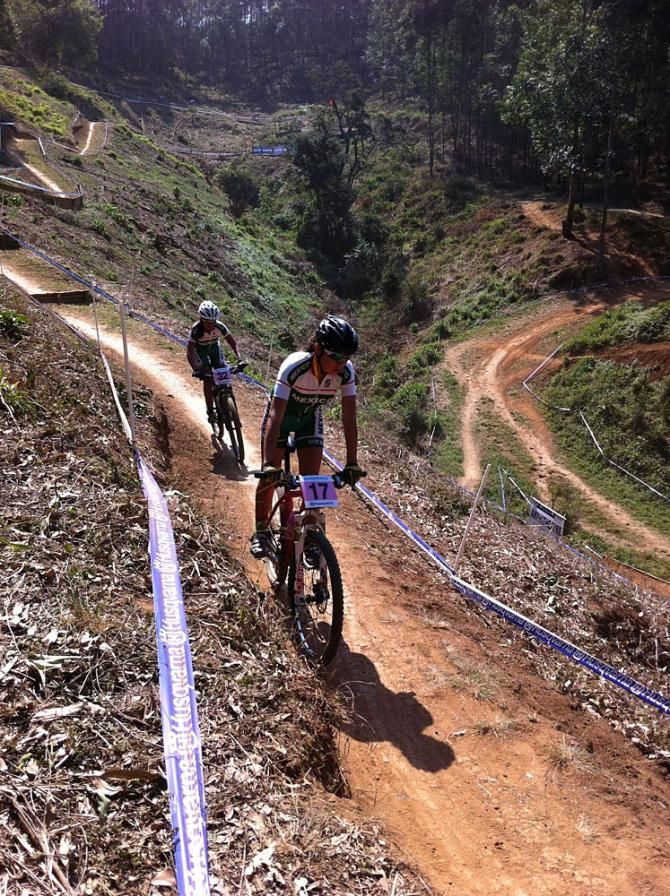 Irene Lizbeth FLores (Mexico) approaches a decision point - line A, B or C?