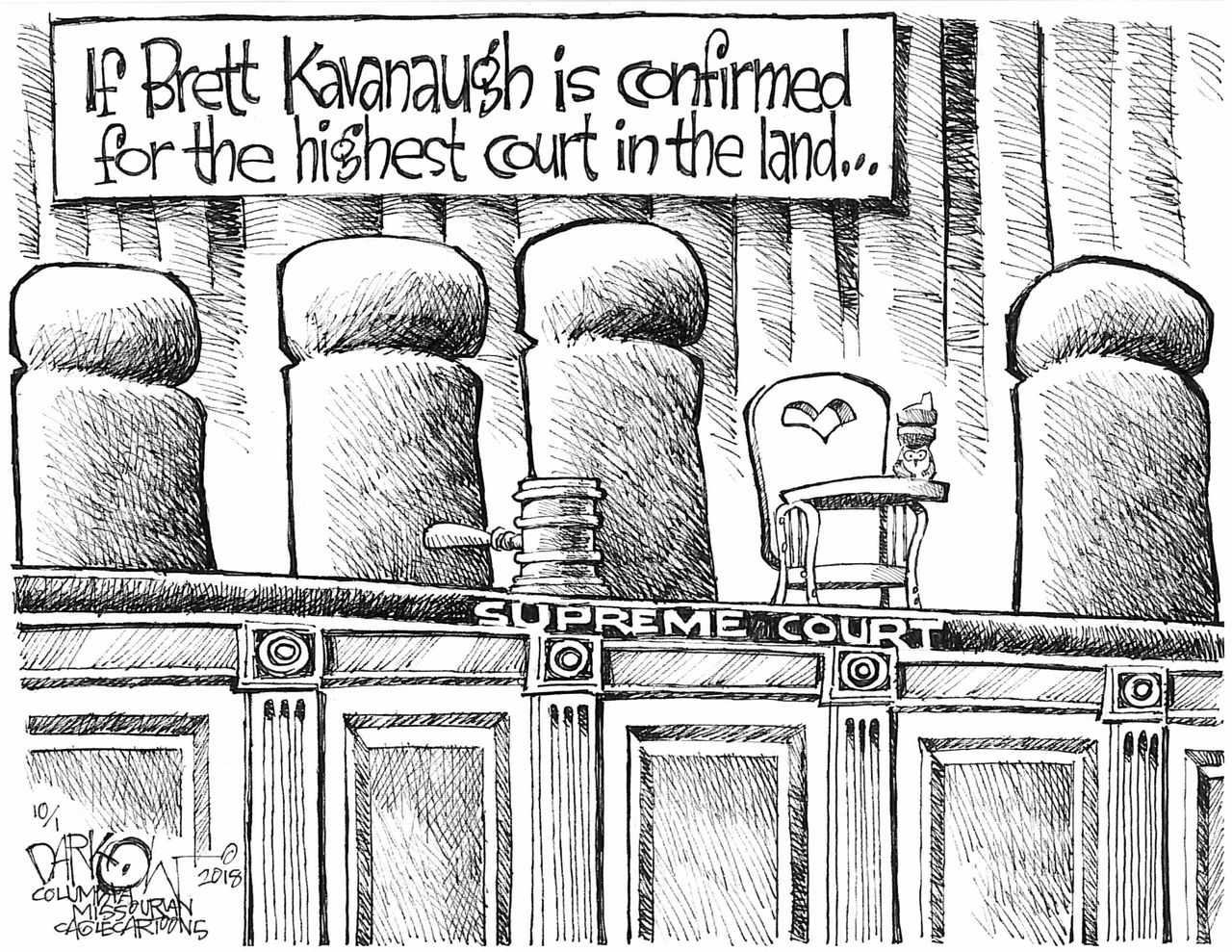 Political cartoon U.S. Brett Kavanaugh Supreme Court high chair