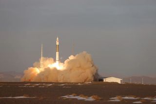 Liftoff of the second Kuaizhou 11 rocket from Jiuquan, northwest China, on Dec. 7 local time, 2022.