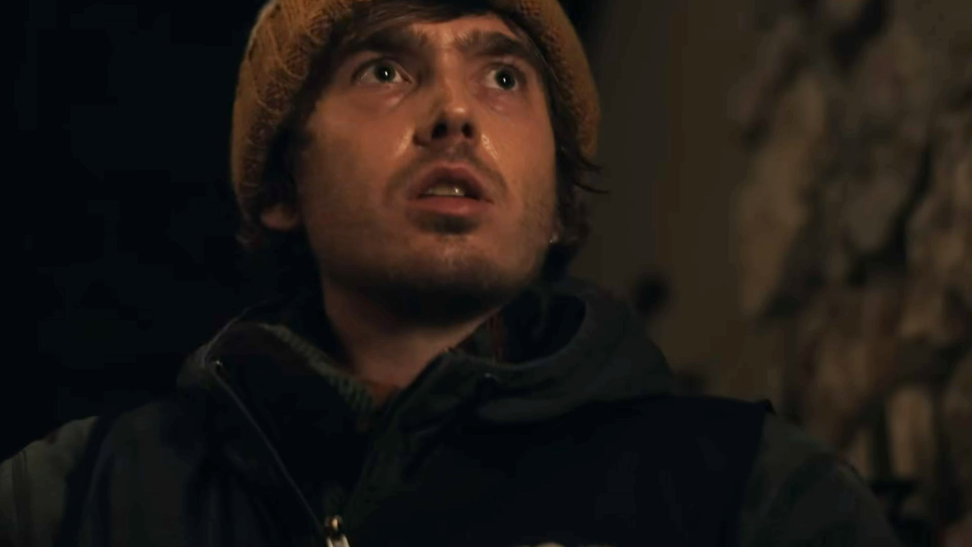 Protagonist looking at something off screen.