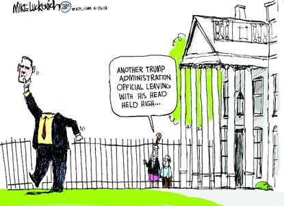 Political cartoon U.S. White House revolving door Ronny Jackson