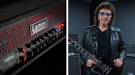Laney Black Country Customs Tony Iommi TI100: Long-time Laney user Tony Iommi is pictured with his new signature amp, which is limited to 50 units worldwide to mark Black Sabbath's final show at Villa Park.