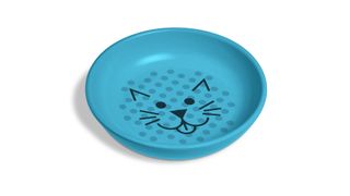 A blue Van Ness Ecoware Cat Food Bowl