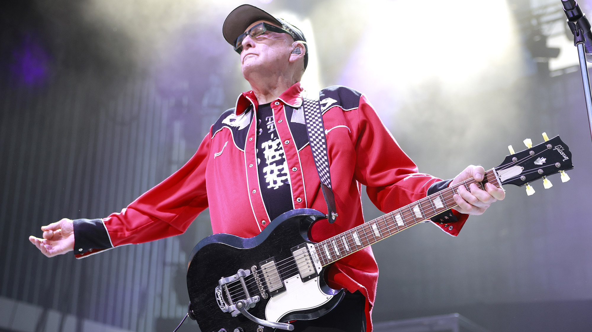 Rick Nielsen of Cheap Trick performs at Ascend Amphitheater on August 14, 2025 in Nashville, Tennessee. 