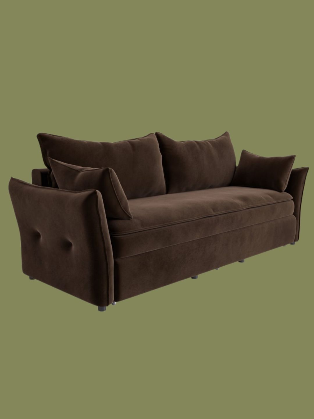 Gaia, 3 Seater Pull-Out Sofa Bed With Storage in Chocolate Brown Velvet