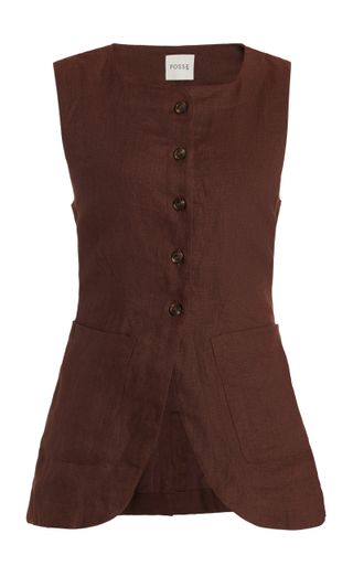 Exclusive Emma Button-Down Linen Vest