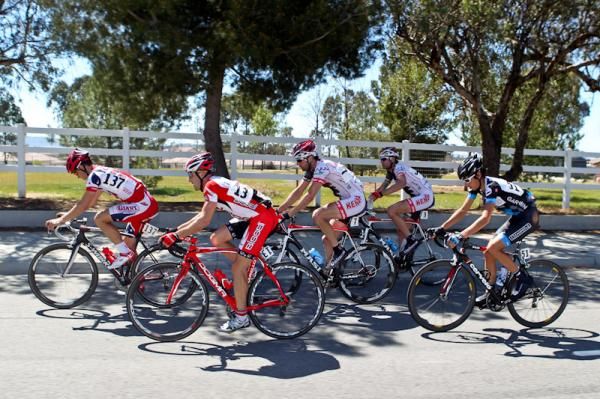 The five riders strong break in the men's field