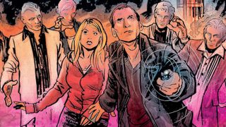 Artwork of the Ninth Doctor, Rose and Autons. 