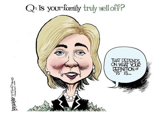 Political cartoon Hillary Clinton broke