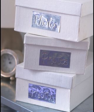Shoe boxes for storing photos